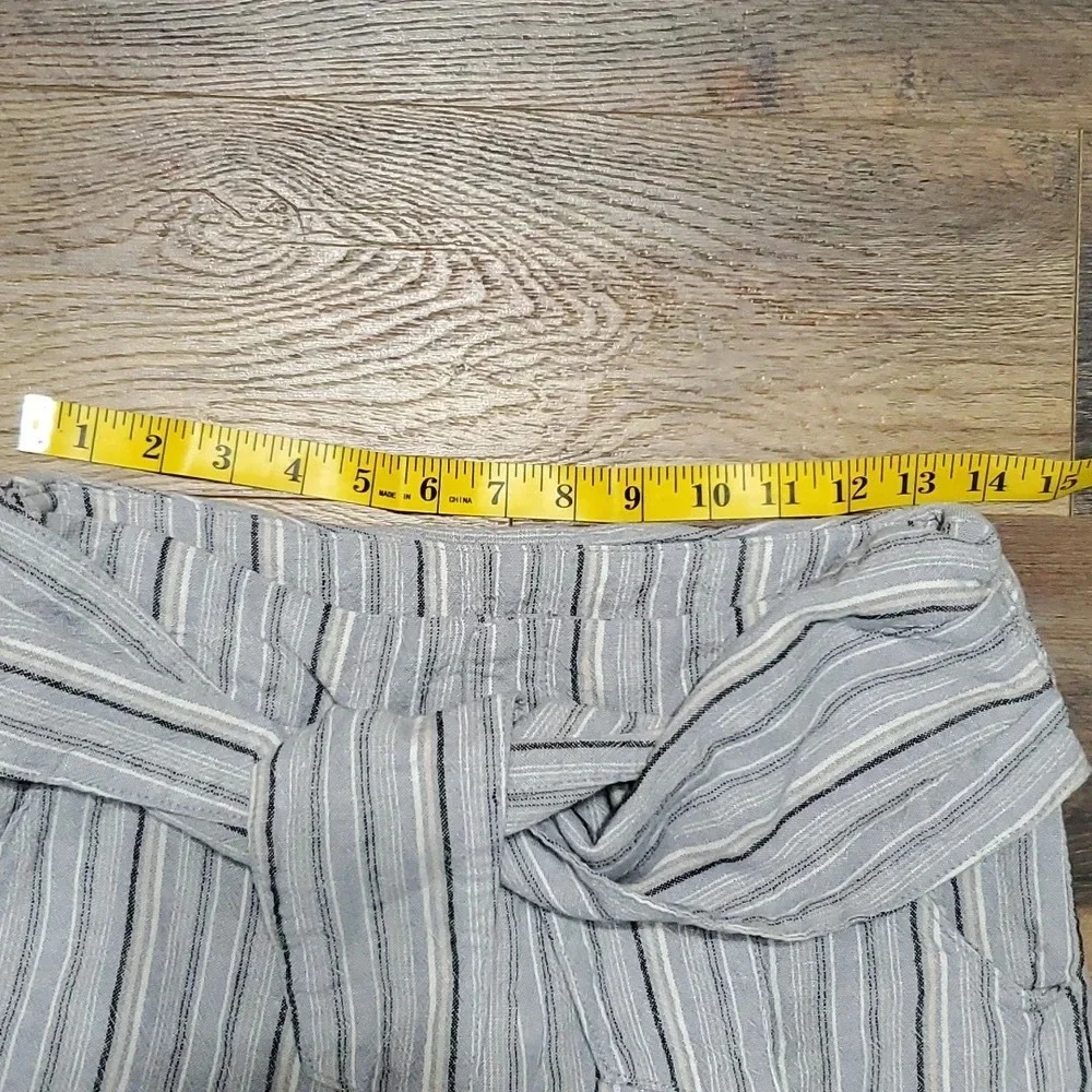 Free people linen blend wide leg striped crop pants